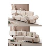 Velura Home Aras 3+3+3 Koltuk Takımı ve Oturma Grubu Krem