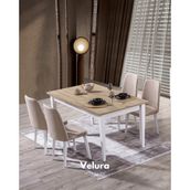 Velura Home & Living Legna Yemek Odası Takımı (Yemek Masası + 4 Adet Sandalye) - Beyaz - Açık Ceviz