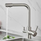Venita İnox Arıtmalı 3 Yollu Dual Flow Kuğu Tipi Mutfak Bataryası