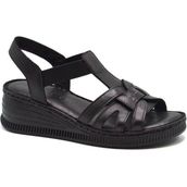 Venüs 24028801 Siyah Hakiki Deri Dolgu Topuk Comfort Kadın Sandalet