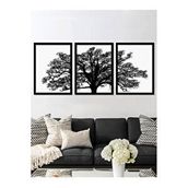 Vetro Design 3 Parça Ağaç 30x40 cm Siyah Çerçeveli Tablo