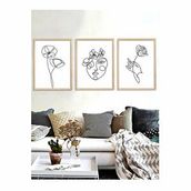 Vetro Design 30x40 cm Natural Line Art Ahşap Tablo Set
