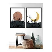Vetro Design 30x40 cm Siyah Güneş ve Ay Çerçeveli Tablo Set