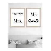 Vetro Design Mrs. Mr. Ahşap 40x50 cm Natural Çerçeveli Tablo