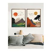 Vetro Design Renkli Manzara 30x40 cm Ceviz Çerçeveli Tablo