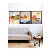 Vetro Design Renkli Manzaralar 30x40 cm Ceviz Çerçeveli Tablo