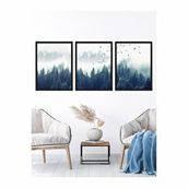 Vetro Set 21x30 cm Siyah Design Mavi Manzara Tablo