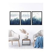 Vetro Set 40x50 cm Siyah Design Mavi Manzara Tablo