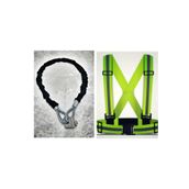 Vi Caro 3 Metre 14 mm Kalınlık Çelik Halat Motorsiklet Zincir Kilit + Pratik Reflektör Yelek