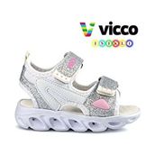 Vicco 332.21Y.189 Kız Çocuk Sandalet Tekstil Malzeme Bantlı Düz Desen 26 Numara - Beyaz