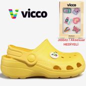 Vicco Didim Jıbbıtz Aksesuar Hediyeli Ortopedik Unisex Çocuk Terlik Sarı