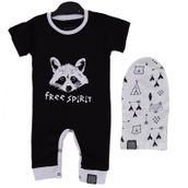 Victory 84783 Raccoon Şapkalı 3-6 Ay Siyah Bebek Tulumu