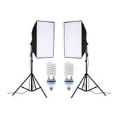 Video ve Fotoğraf için 50 x 70 CM Softbox 2'li Sürekli Işık Seti + 85 W 2 x Spiral Ampul