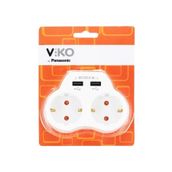 Viko 2A 2'li Topraklı ve USB Çıkışlı Fiş Priz