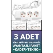 Viko 90113305 3'lü 5 m Grup Priz