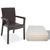 Violet Rattan Bahçe Balkon Kantin Plaj 2 Adet Mindeli Sandalye