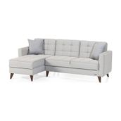 Vipa Orlando Mini Puflu Köşe Koltuk Takımı, R+2+p Oturma Odası Ve Salon İçin, Gri