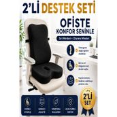 Viscora 2’li Ortopedik Visco Minder Seti – Ergonomik Bel, Sırt ve Kuyruk Sokumu Desteği