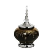 Vitale 30 cm AK.JE0020 Amber Silver Kapaklı Vazo