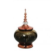 Vitale 30 cm AK.JE0021 Amber Bronz Kapaklı Vazo