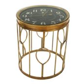 Vitale 51.5 x 51.5 x 61 cm Gold Metal Halka Saatli Sehpa