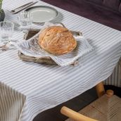 Vivamaison Dantelli Gri Çizgili Keten 150x200 cm Masa Örtüsü