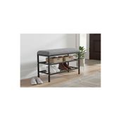 Vivense Luxe Keten Kumaşlı Puf Ayakkabılık Bench, Gri
