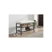 Vivense Luxe Keten Kumaşlı Puf Ayakkabılık Bench, Krem