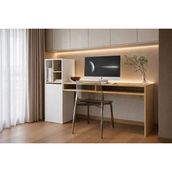 VM VERTEX MOBİLYA Toskana Kitaplıklı Çalışma Ofis Bilgisayar Masası Safir Meşe-Beyaz - 118 - Beyaz - Safir Meşe