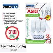 Vodaseal İz Bırakmadan 3'lü Beyaz Sökülebilir Askı