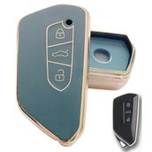 Volkswagen Golf 8 Seat Cupra Skoda Octavia Uyumlu Kumanda Anahtar Kılıfı Oto Anahtarlık Gri Gold