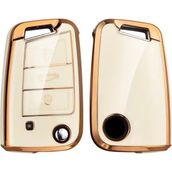 Volkswagen Taigo Beyaz-Gold Anahtar Kılıfı - Şeffaf