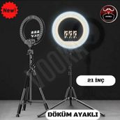 VOOKA Vilya Megalüx Döküm Ayaklı Profesyonel Kuaför Makyaj Çekimleri 21inç 560 Led Kumandalı Ring Lıght