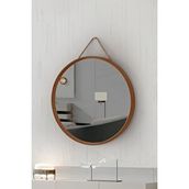 Vovva Home Mirora Yuvarlak Dekoratif Duvar Aynası | Boyalı Ahşap Çerçeveli | 48cm | Meşe