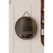 vovvahome Mirora Yuvarlak Dekoratif Duvar Aynası | Boyalı Ahşap Çerçeveli | 48cm | Amerikan Ceviz