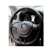 Vw Passat B8-B8,5 Uyumlu Alkantara Dikmeli Direksiyon Kilifi Alcantara Karbon Kirmizi Yuzuklu