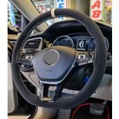 Vw Polo 2017 Ve Sonrasi Uyumlu Dikmeli Direksiyon Kilifi Alkantara Bej Yuzuklu