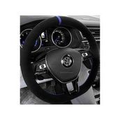 Vw Transporter T6 Uyumlu Dikmeli Direksiyon Kılıfı Alkantra Mavi Yüzüklü