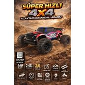 Wair Teknoloji 1:16 Rc Araba 36 Km/h Hızlı 4x4 Uzaktan Kumandalı Off Road Drift Araç Şarjlı 2.4ghz - Kırmızı