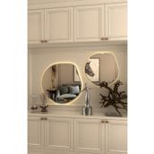 Wallover Design Love Ayna 2'li Set | Beyaz Mdf Çerçeveli | Kablosuz Led Işıklı | Özel Rodajlı Form | Piller Hediye
