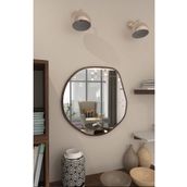 Wallover Design Özel Tasarım Ceviz MDF Çerçeveli Kablosuz Pilli Led Sistemi 4mm RODAJLI Lovee Ayna Seri