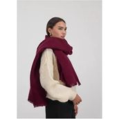 Wearflawless Kadın Atkı Düz Desenli Kalın Yumuşak Akrilik Kırmızı Renk Türkiye Üretimi - Bordo - 180 x 60 cm
