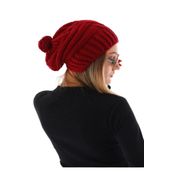 Wearflawless Kadın Kalın Örgü Ponponlu Bere Bordo Standart