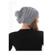 Wearflawless Kadın Kalın Örgü Ponponlu Bere Gri Standart