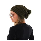 Wearflawless Kadın Kalın Örgü Ponponlu Bere Haki Standart
