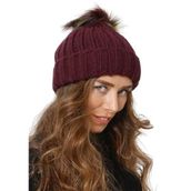 Wearflawless Kadın Kışlık Bere, Yumuşak Akrilik, Ponponlu, Triko Örgü, Düz Desen Ponponlu Bere (Bordo, Standart)