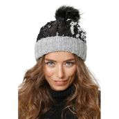 Wearflawless Kadın Kışlık Bere, Yumuşak Akrilik, Ponponlu, Triko Örgü, Düz Desen Ponponlu Bere (Gri Simli, Standart)
