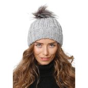 Wearflawless Kadın Kışlık Bere, Yumuşak Akrilik, Ponponlu, Triko Örgü, Düz Desen Ponponlu Bere (Gri, Standart)