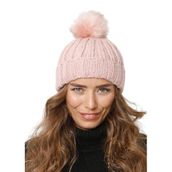 Wearflawless Kadın Kışlık Bere, Yumuşak Akrilik, Ponponlu, Triko Örgü, Düz Desen Ponponlu Bere (Pembe, Standart)