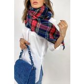 Wearflawless Yumuşak Dokulu Çizgili Atkı Unisex lacivert ekoseli Tek Ebat